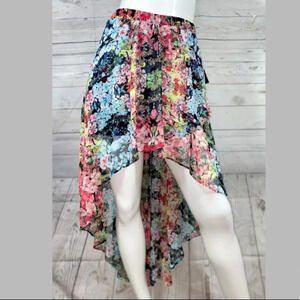 Joe B by Benbasset asymmetrical floral skirt sheer lined elastic waist 🦋